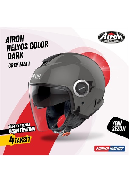 Aıroh Helyos Dark Grey Gloss Kask
