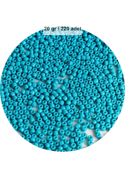 Turquaz Mavi Renk 4 mm Yaklaşık 220 Adet/20 Gram Cam Boncuk Oya Yazma Bileklik ve Kolye