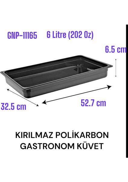 1-1/65 6litre ( 202 Oz) Polikarbon Gastronom Küvet