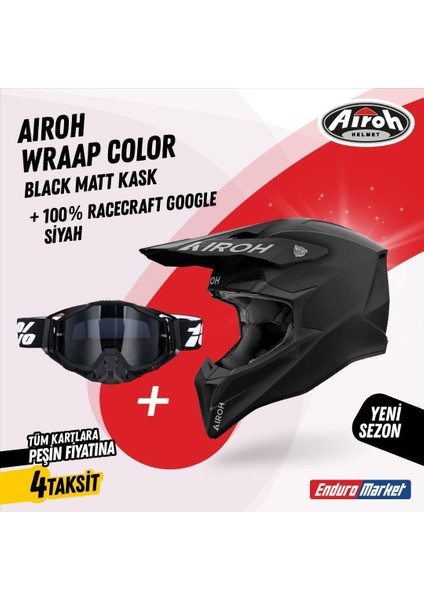 Aıroh Wraap Color Black Matt Kask