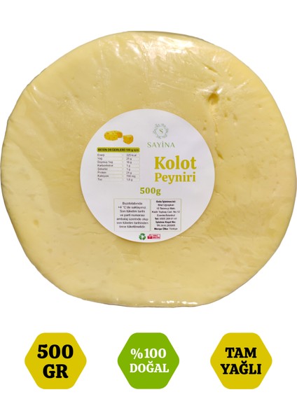 %100 Doğal Muhlamalık Kolot Peyniri 500 Gr