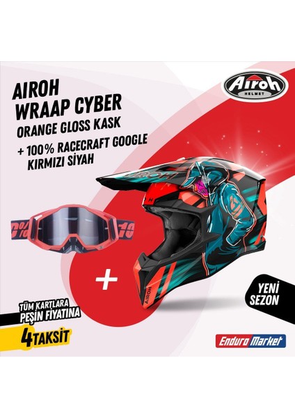 Aıroh Wraap Cyber Orange Gloss Kask