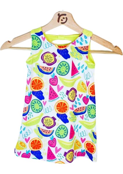Kız Çocuk Özel Dijital Baskılı Tek Parça Elbise 3-4 Yaş
