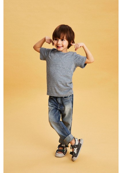 22-30 Numara Hafif Çift Bantlı Önü Kapalı Unisex Kız-Erkek Çocuk Sandalet