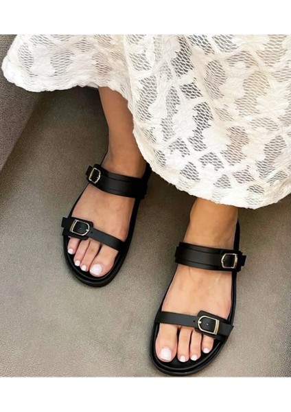Kadın Çift Tokalı Modern Günlük Terlik