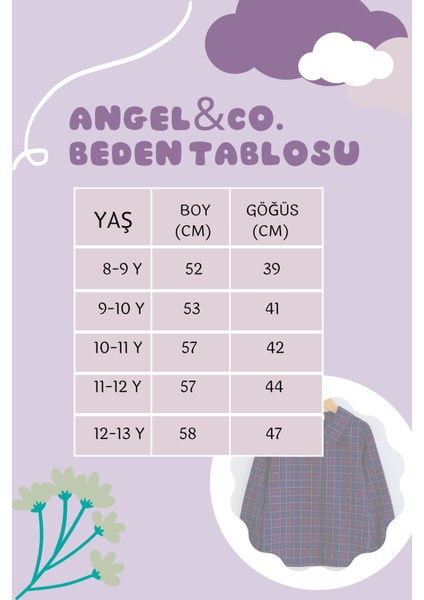 Kız Çocuk Kareli Lacivert Modest Gömlek