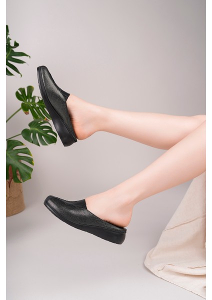 Kadın Hakiki Deri Antrasit Anatomik Taban Anne Terliği fiyatları