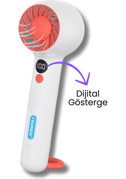 Fb-5004 Şarj Edilebilir Dijital 3 Kademeli Taşınabilir Portatif Mini Fan El Tipi Vantilatör