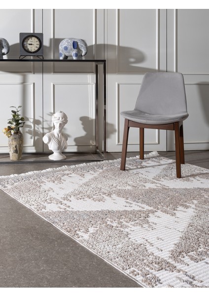Rio Modern Salon Halısı Mutfak Halısı Yolluk Bukle Dokuma Halı Tozumaz Açık Bej Vizon Dekoratif Sisal Halı Rıo-04