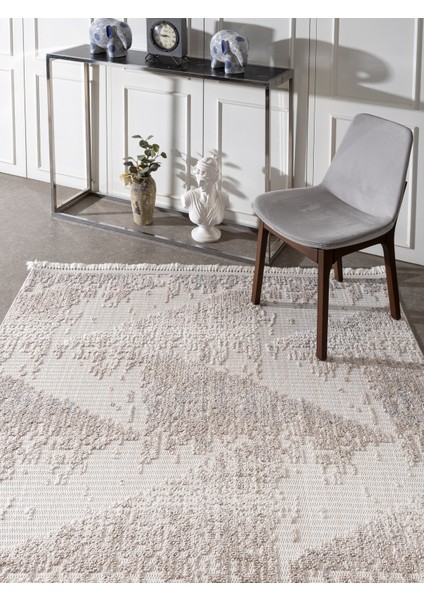 Rio Modern Salon Halısı Mutfak Halısı Yolluk Bukle Dokuma Halı Tozumaz Açık Bej Vizon Dekoratif Sisal Halı Rıo-04