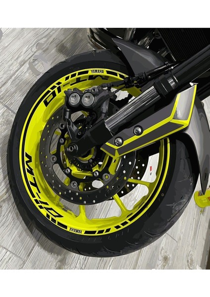 Yamaha mt 10 Siyah Jant Içi Yazılı Şeritli Sticker