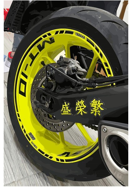 Yamaha mt 10 Siyah Jant Içi Yazılı Şeritli Sticker