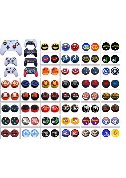 Desenli Xbox One-Xbox S-Xbox x Ps4 Ps5 Analog Koruyucu Silikon Pad Uyumlu