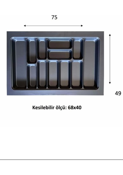 Eco Lüx Modül Kaşıklık Antrasit 76X49 cm ROYALEKS-ACERO-20357