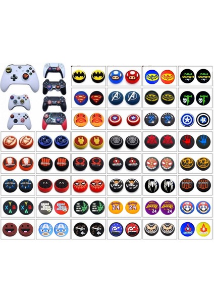 Desenli Xbox One-Xbox S-Xbox x Ps4 Ps5 Analog Koruyucu Silikon Pad Uyumlu