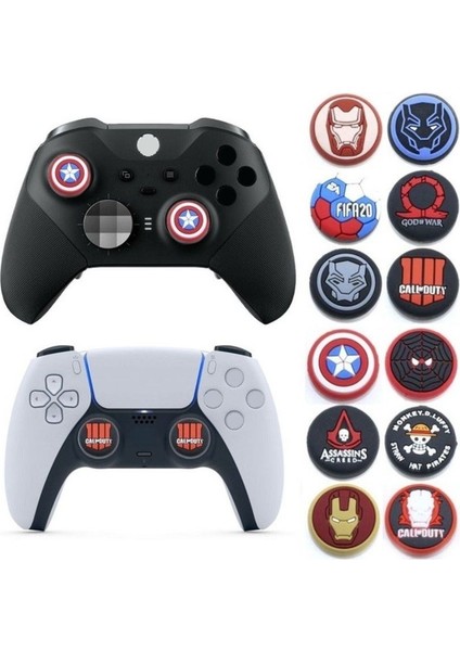 Desenli Xbox One-Xbox S-Xbox x Ps4 Ps5 Analog Koruyucu Silikon Pad Uyumlu