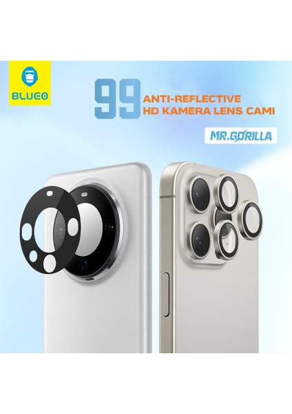 99AR iPhone 15 Pro Uyumlu %99 Işık Yansıma Engelleyici Profesyonel Fotoğrafçı Kamera Lens Koruyucu