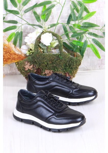 42426 Rahat Hafif Hakiki Deri Lastik Bağcıklı Erkek Ayakkabı