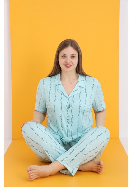 Bamboo Battal Düğmeli Pijama Takım