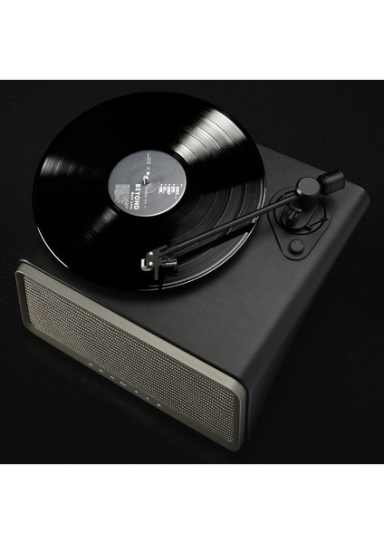 Seed Retro Pikap Plakçalar Dahili Bluetooth Hoparlörlü 80W Rms Aux, Rca Çıkışlı All-In-One Hi-Fi Ses Sistemi, Siyah Deri