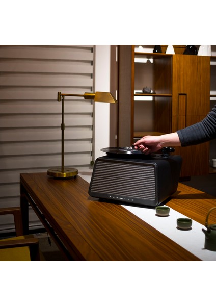 Seed Retro Pikap Plakçalar Dahili Bluetooth Hoparlörlü 80W Rms Aux, Rca Çıkışlı All-In-One Hi-Fi Ses Sistemi, Siyah Deri