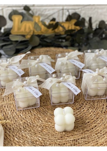 15 Adet Mika Kutulu Bubble Mum Düğün Nişan Söz Hediyeliği