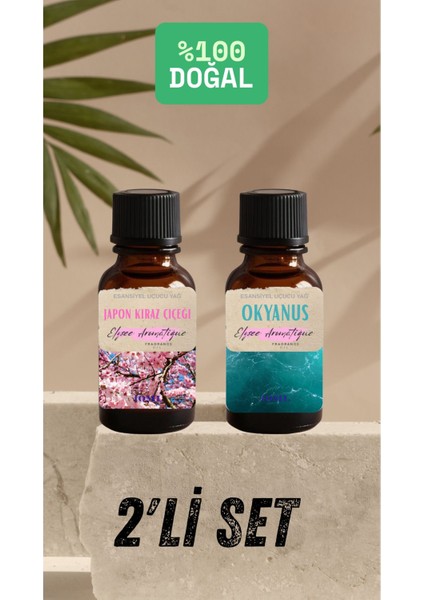 2'li Set Esansiyel Uçucu Koku Yağı Difüzör Esansı Buhurdanlık Yağı Aromaterapi Yağı