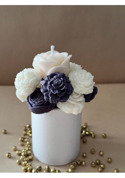 Buket Mum, Sevgililer Günü Buketi, Hediyelik Mum, Dekoratif Mum, Soya Mum