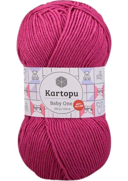 1 Adet Baby One Tüylenmeyen El Örgü Ipi Yünü Fuşya K245