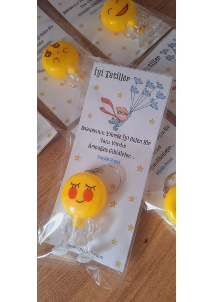 SevgiliAtolyemm Işıklı Emoji Anahtarlık5 Adet Karne Doğum Günü Tatil Hediyelikleri