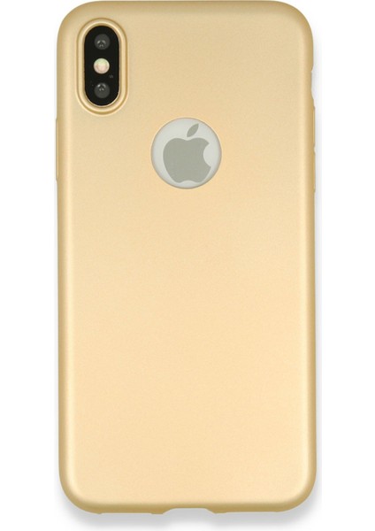 iPhone x Uyumlu Ince Esnek Soft Rubber Telefon Kılıfı - Gold