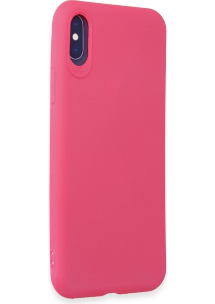 iPhone Xs Uyumlu Ince Esnek Soft Rubber Telefon Kılıfı - Pembe