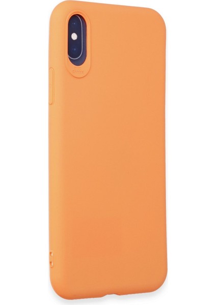 iPhone Xs Uyumlu Ince Esnek Soft Rubber Telefon Kılıfı - Turuncu