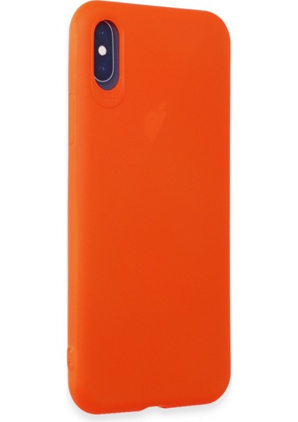 iPhone Xs Uyumlu Ince Esnek Soft Rubber Telefon Kılıfı - Parlak Turuncu