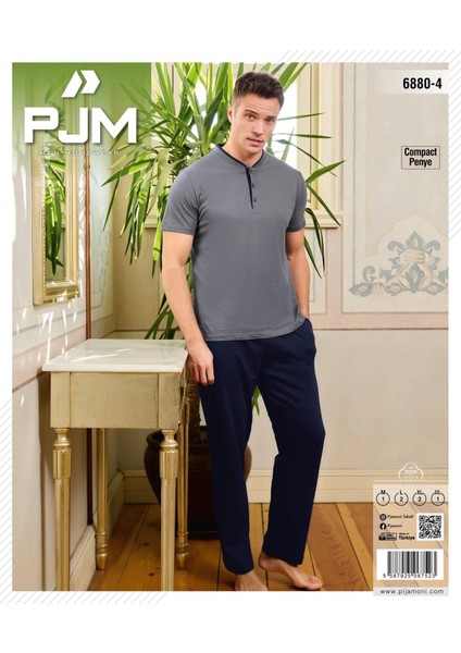 Erkek Düğme Yaka Kısa Kol Penye Pijama Takımı 6880/4 - 1 Adet