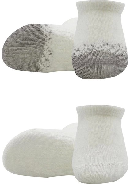 2'li Penye Sneakers Çorap BS20105 Ekru Gri