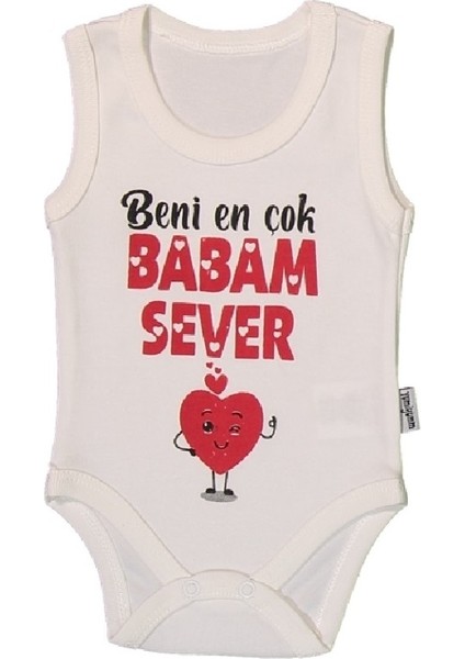 Beni En Çok .. Sever Baskılı Bebek Kolsuz Zıbın