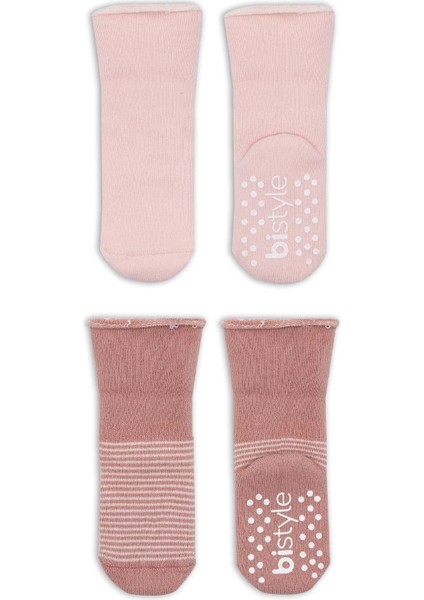 Çemberli Kaymaz Havlu Soket Çorap 2'li BS10503 Pudra Pembe modelleri