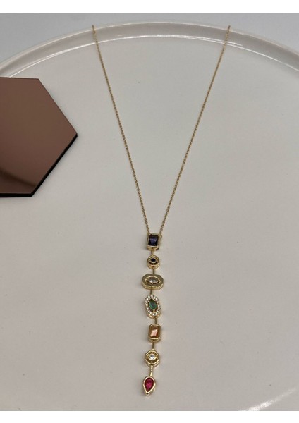 Çelik Gold Melisa Goral Taşlı Y Kolye