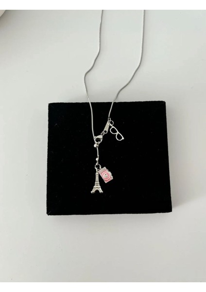 Asansör Kolye Taşlı Y Kolye Paslanmaz Çelik Harfli