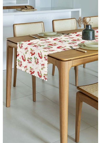 Sulu Boya Sulu Boya Kirazlar ve Yazılar Lazer Kesim Dikişsiz Lazer Kesim Runner - 48X135CM