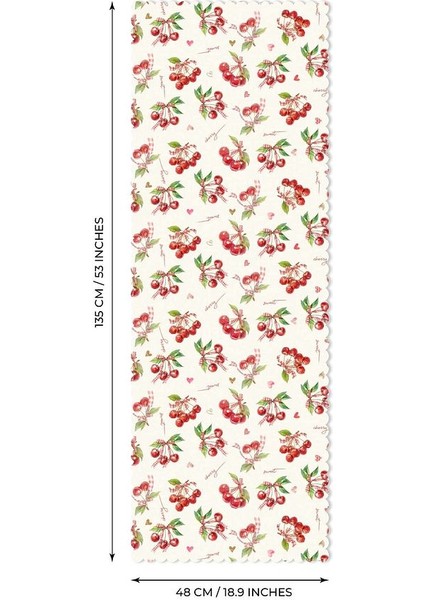 Sulu Boya Sulu Boya Kirazlar ve Yazılar Lazer Kesim Dikişsiz Lazer Kesim Runner - 48X135CM fiyatları
