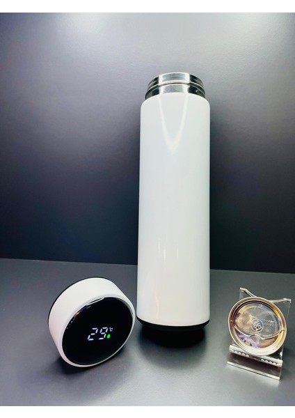 Dijital Derece Göstergeli Paslanmaz Çelik Kolay Taşınabilir El Termosu Matara 500 ml