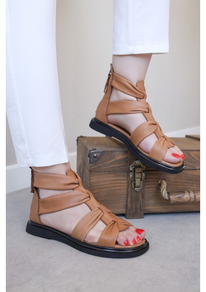 Deri Kadın Topuklu Sandalet 124ZA116 indirimleri