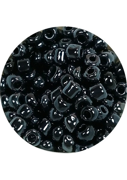 Dökme Cam Kum Boncuk Büyük Boy (6/0) 4 mm - 60 Gram - Siyah - BNC120