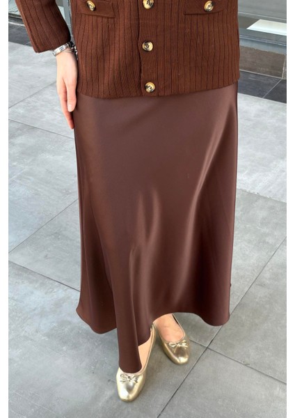 Kiloş Saten Etek Kahverengi indirimleri