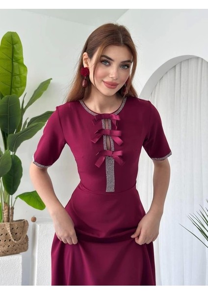Wera Taşlı Fiyonk Detaylı Elbise