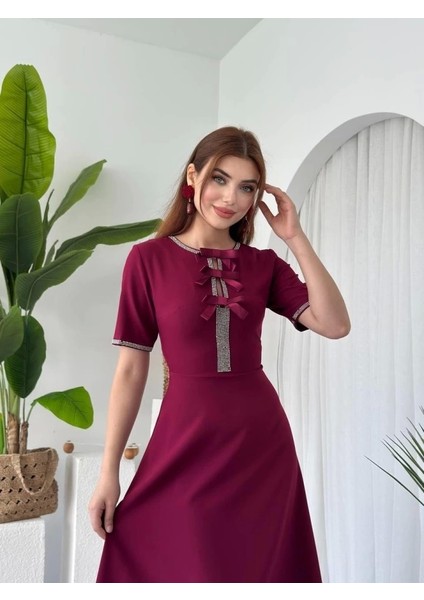 Wera Taşlı Fiyonk Detaylı Elbise