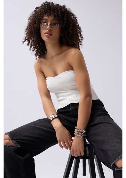 Straplez Dokulu Crop