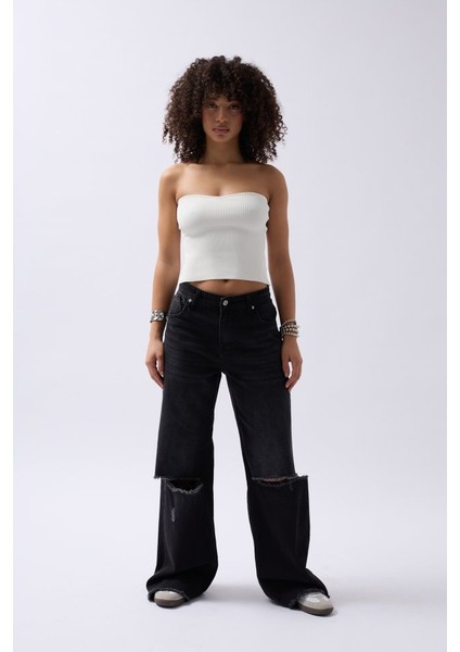 Straplez Dokulu Crop